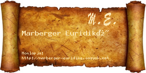 Marberger Euridiké névjegykártya